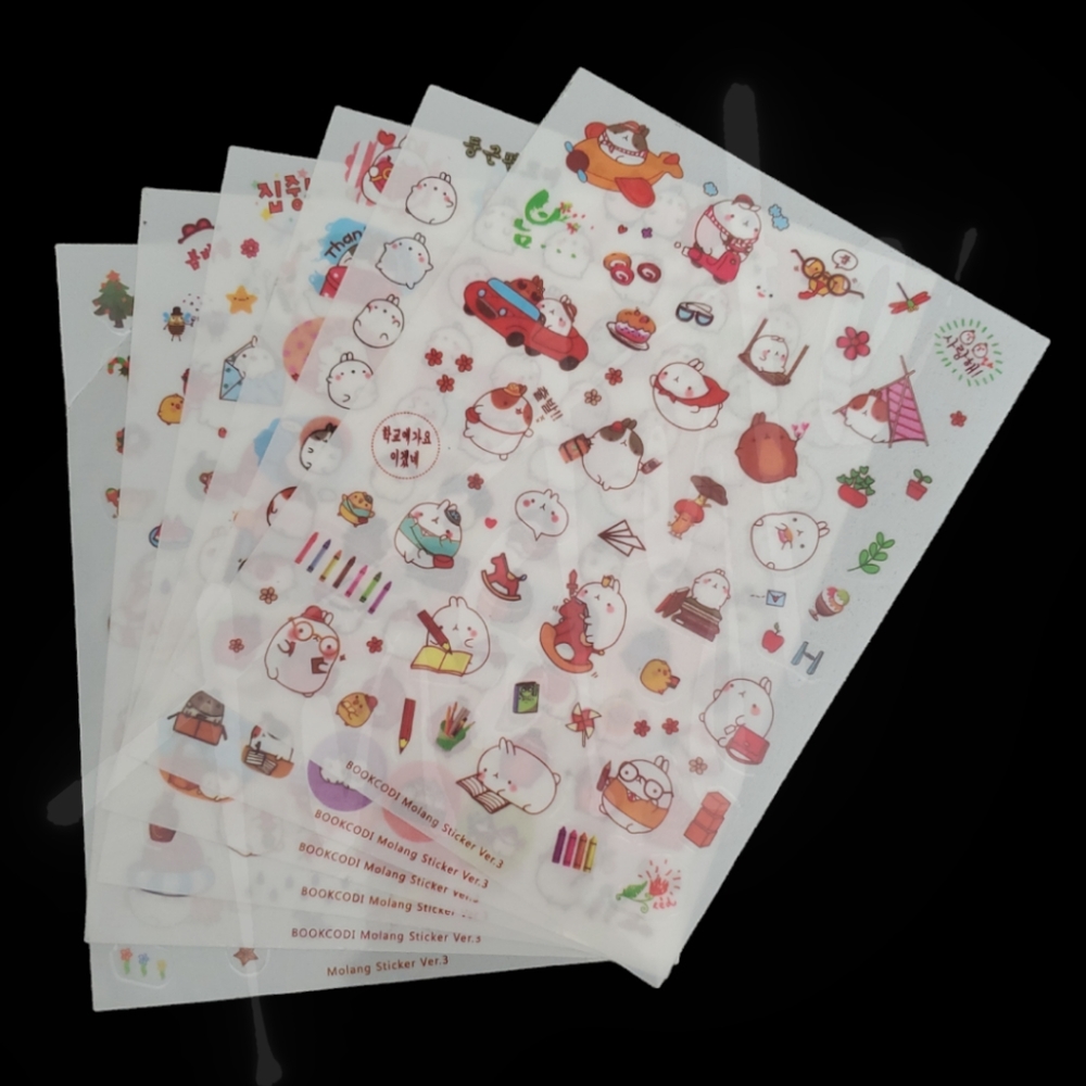 ⭐️3/$20⭐️ Molang & Friends Transparent Sticker Sheets